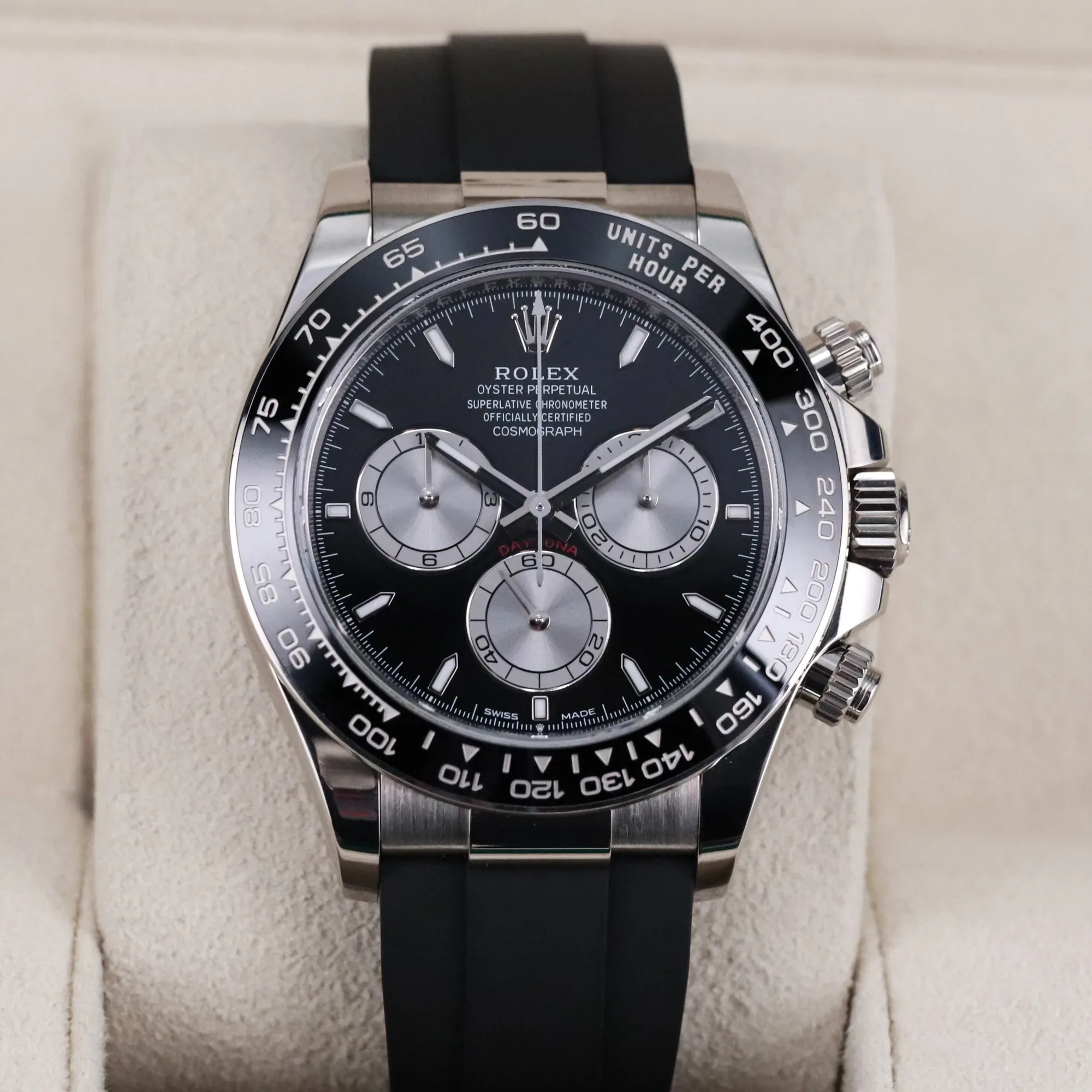 Rolex Daytona Oysterflex White Gold Black Dial Ceramic Bezel Rubber