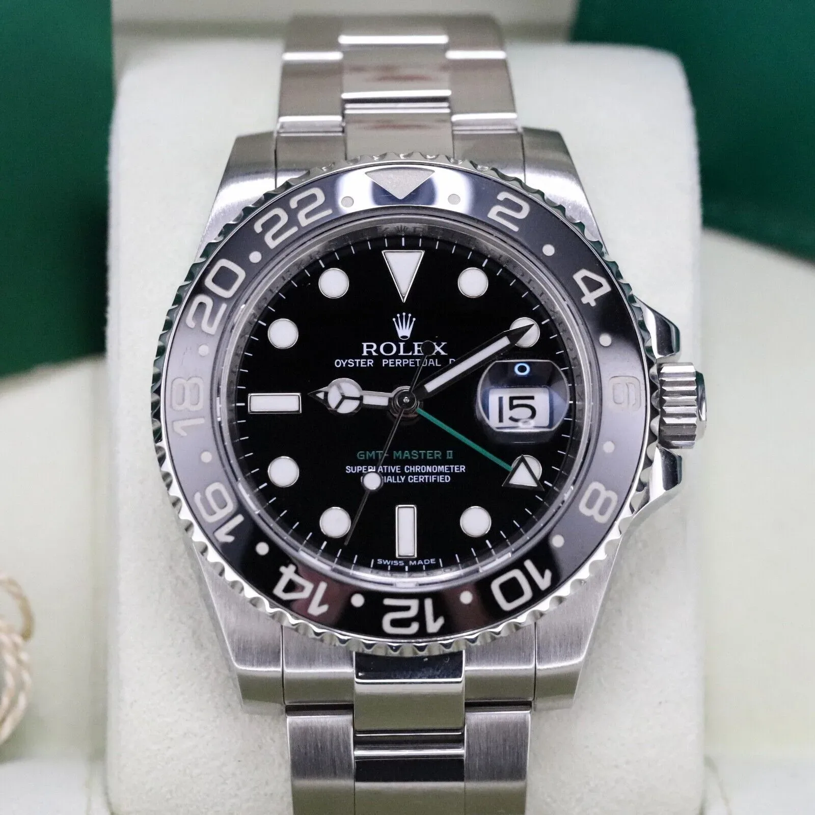 Rolex GMT-Master II Green Arrow Black Bezel Steel Bracelet